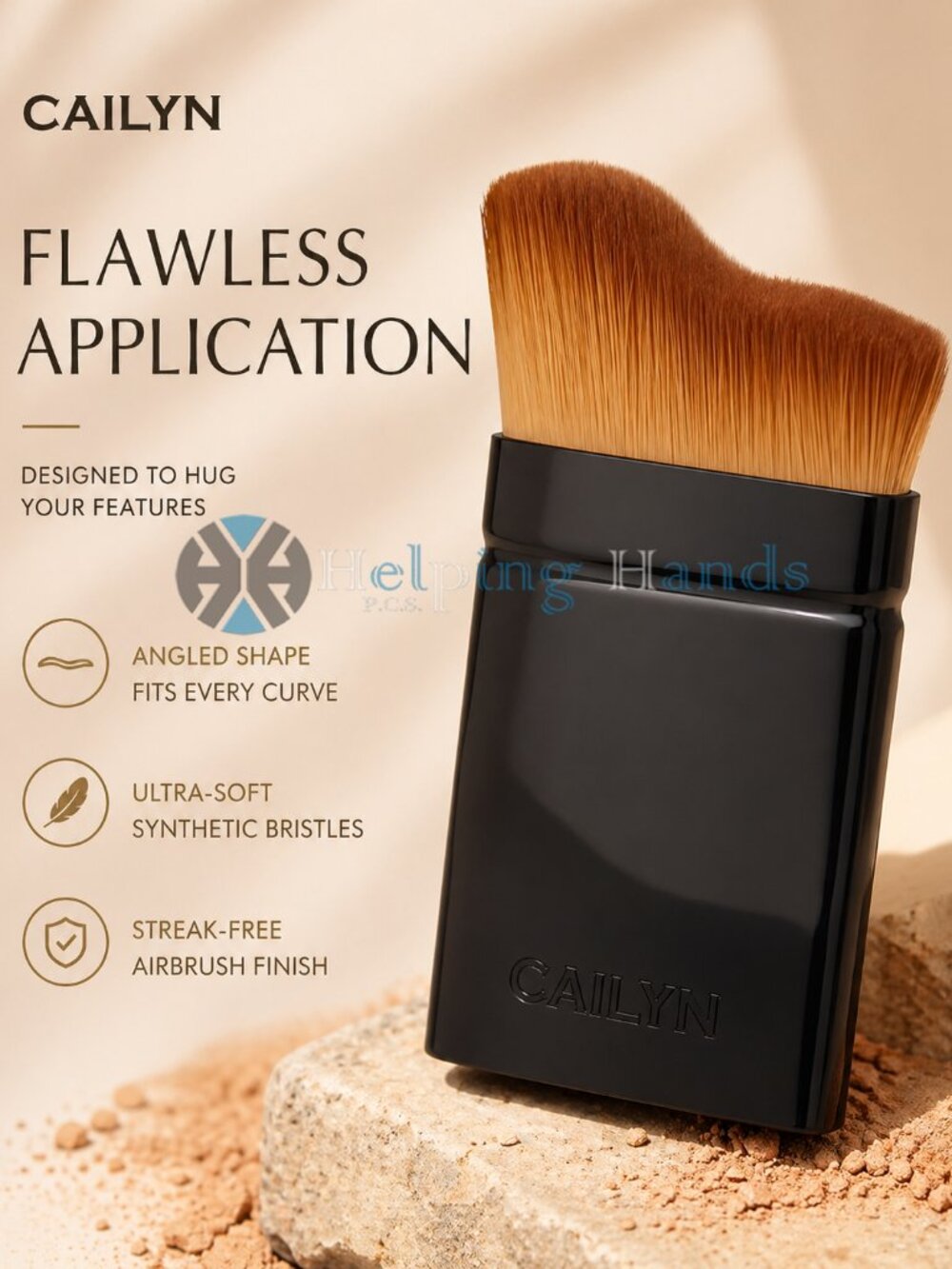 Cailyn Cosmetics O! Curve Foundation Makeup Face Brush - Flawlessly Blending